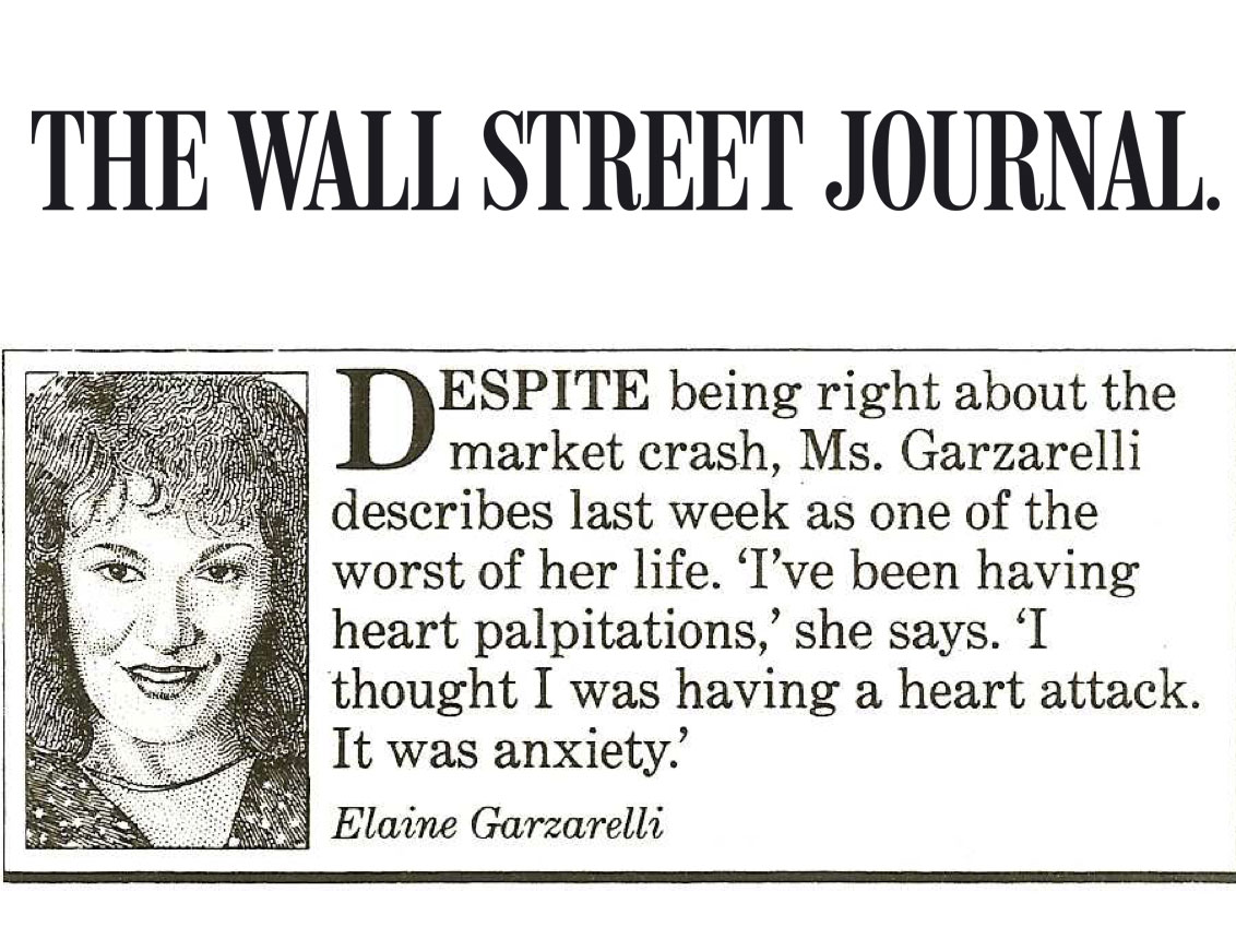 Elaine Garzarelli in The Wall Street Journal predicting the 1987 crash